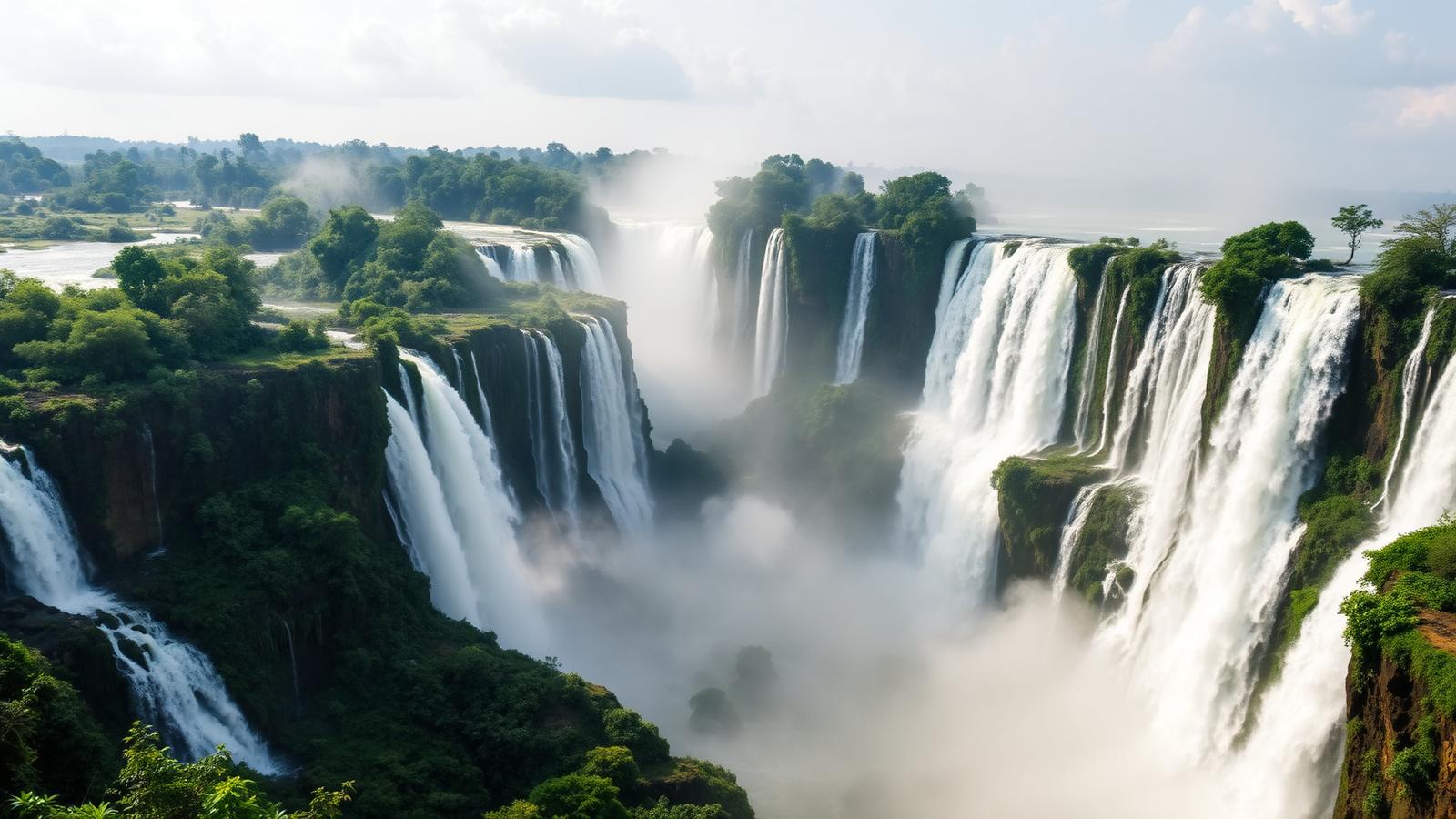 Foz do Iguaçu waterfalls surrounded by rainforest